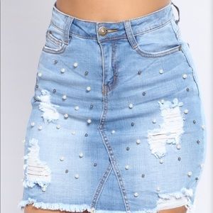 Fashion Nova denim skirt with pearls